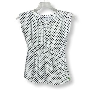 OXMO - Black & White Polka Dot Blouse Top Shirt - Size Medium